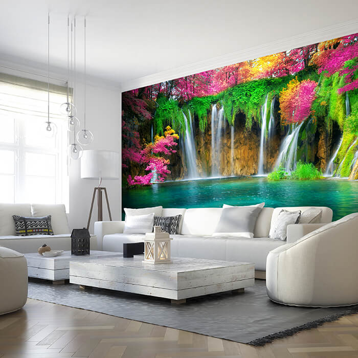 Fototapete See mit Wasserfall M5763 - Bild 1 Fototapete See mit Wasserfall M5763 - Bild 1