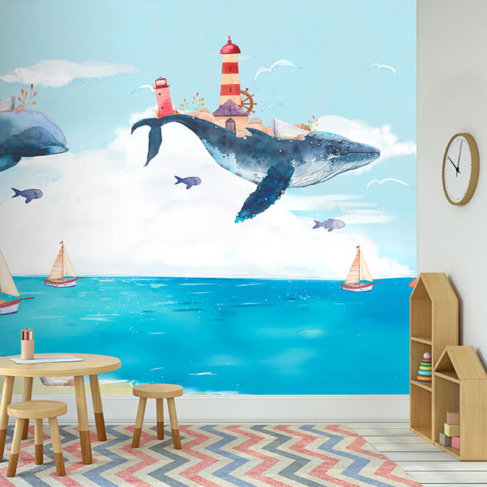 Fototapete Kinderzimmer Himmel Wal Fliegen Meer M5823 - Bild 1 Fototapete Kinderzimmer Himmel Wal Fliegen Meer M5823 - Bild 1