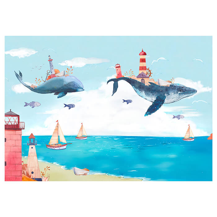 Fototapete Kinderzimmer Himmel Wal Fliegen Meer M5823 - Bild 2 Fototapete Kinderzimmer Himmel Wal Fliegen Meer M5823 - Bild 2