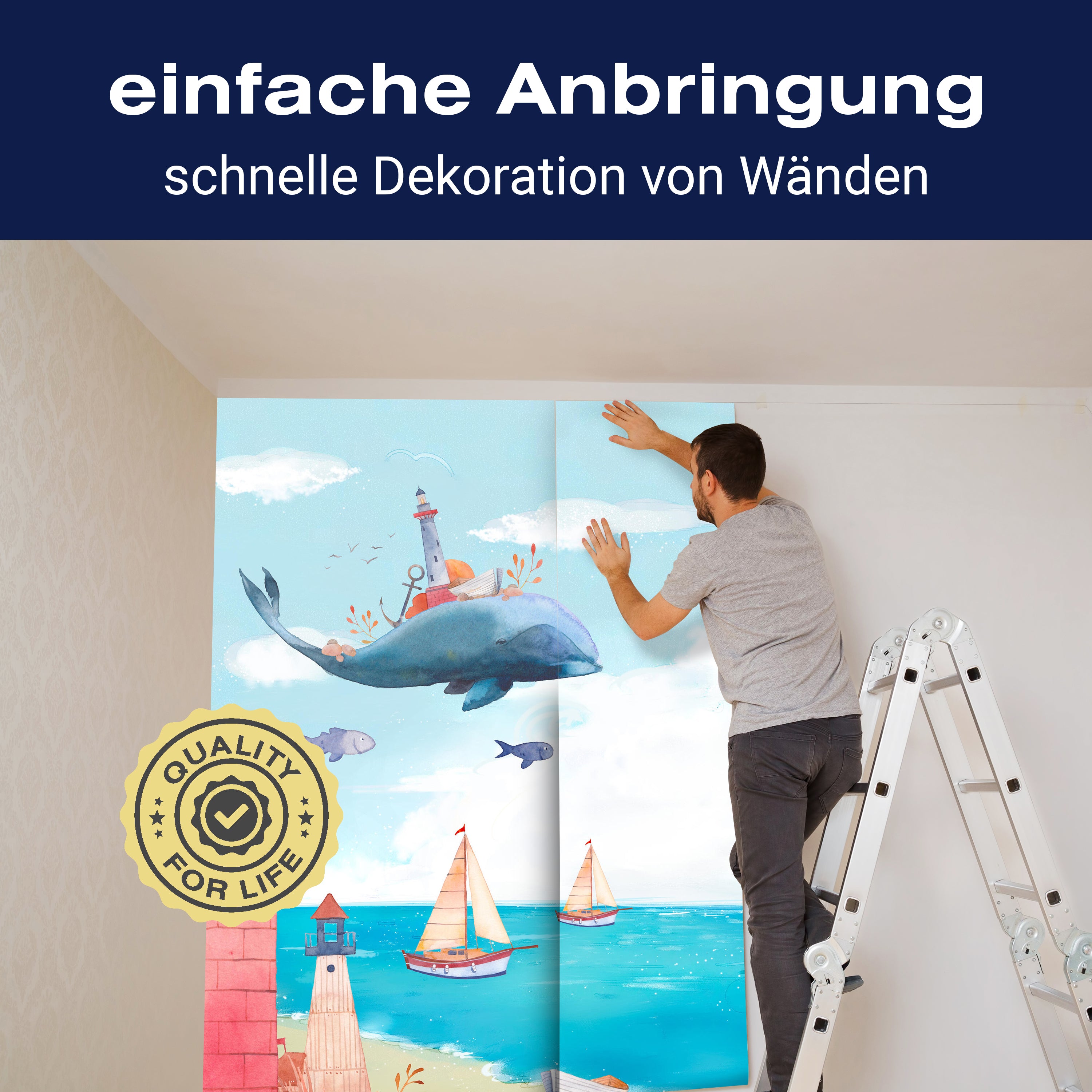 Fototapete Kinderzimmer Himmel Wal Fliegen Meer M5823 - Bild 3 Fototapete Kinderzimmer Himmel Wal Fliegen Meer M5823 - Bild 3