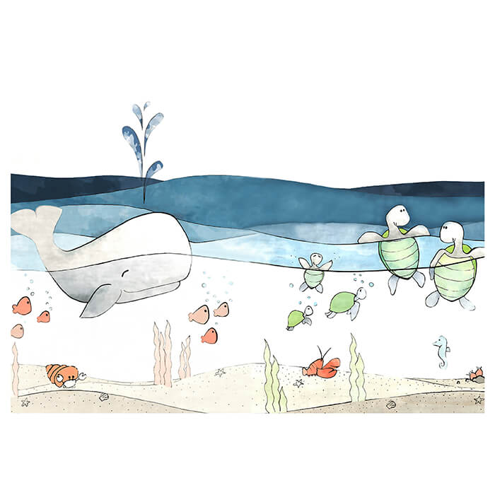 Fototapete Kinderzimmer Wasser Wal Schildkröte M5824 - Bild 2 Fototapete Kinderzimmer Wasser Wal Schildkröte M5824 - Bild 2