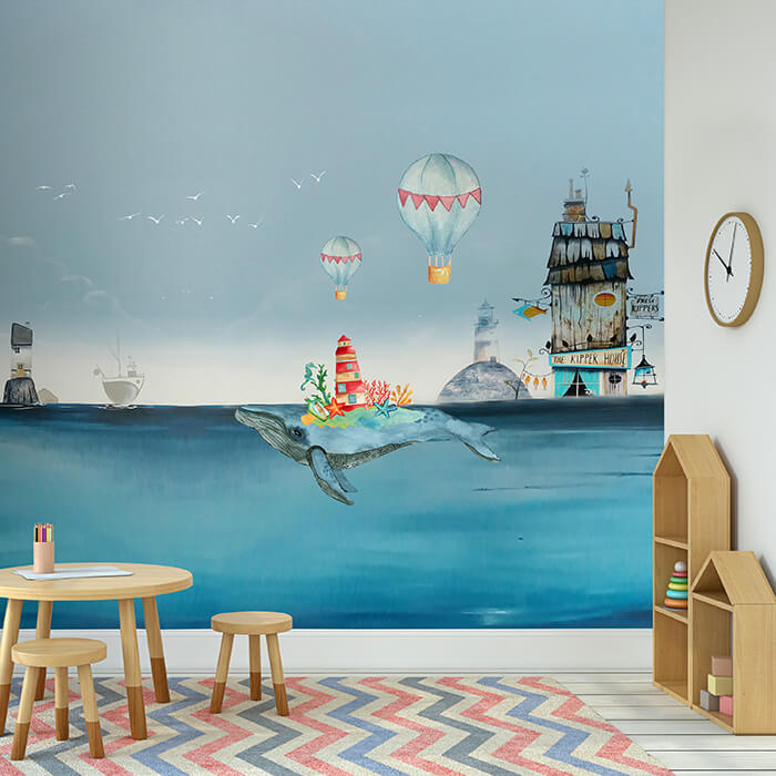 Fototapete Kinderzimmer Wale Wasser Fantasie M5826 - Bild 1 Fototapete Kinderzimmer Wale Wasser Fantasie M5826 - Bild 1