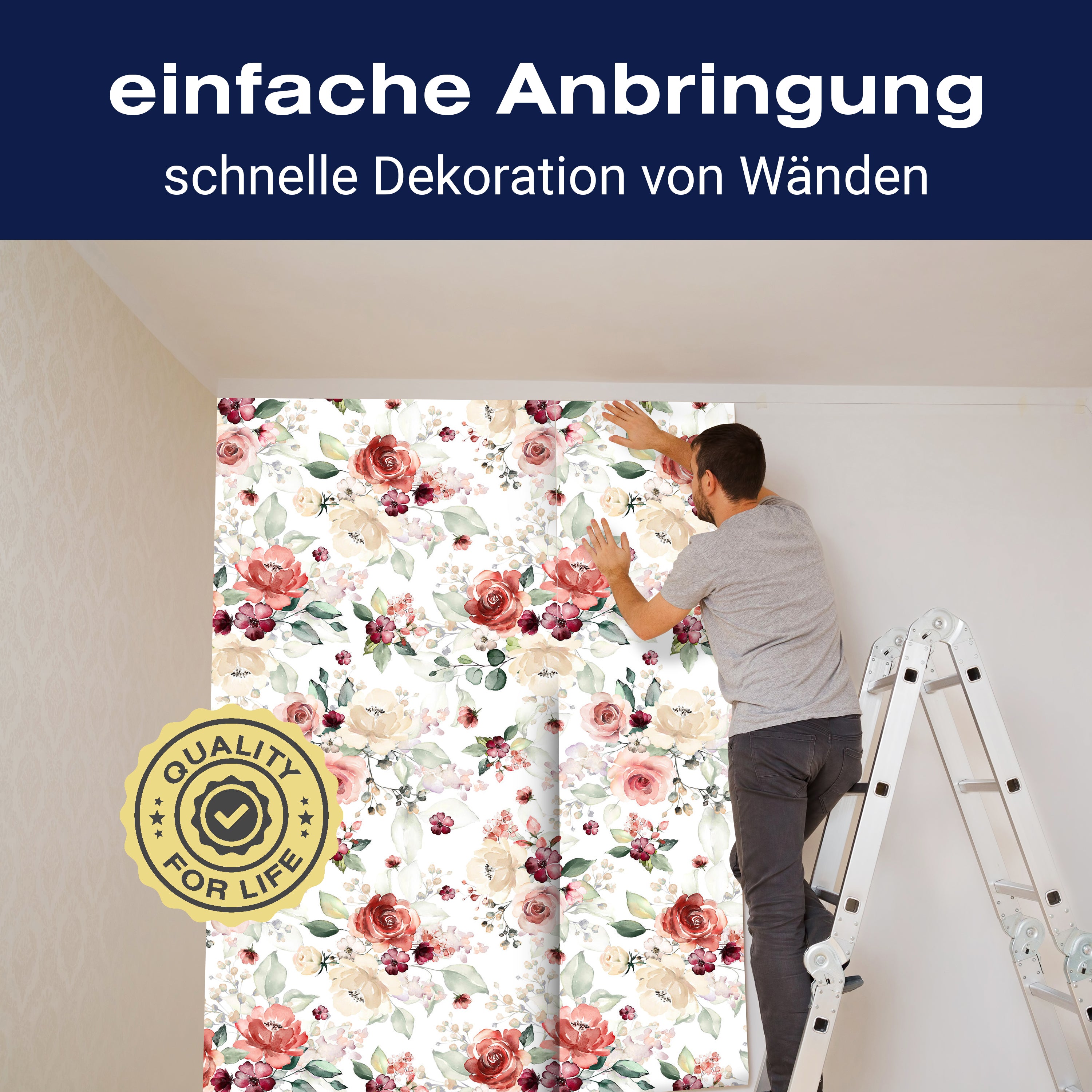 Fototapete Muster Rosen Rot M5874 - Bild 3 Fototapete Muster Rosen Rot M5874 - Bild 3