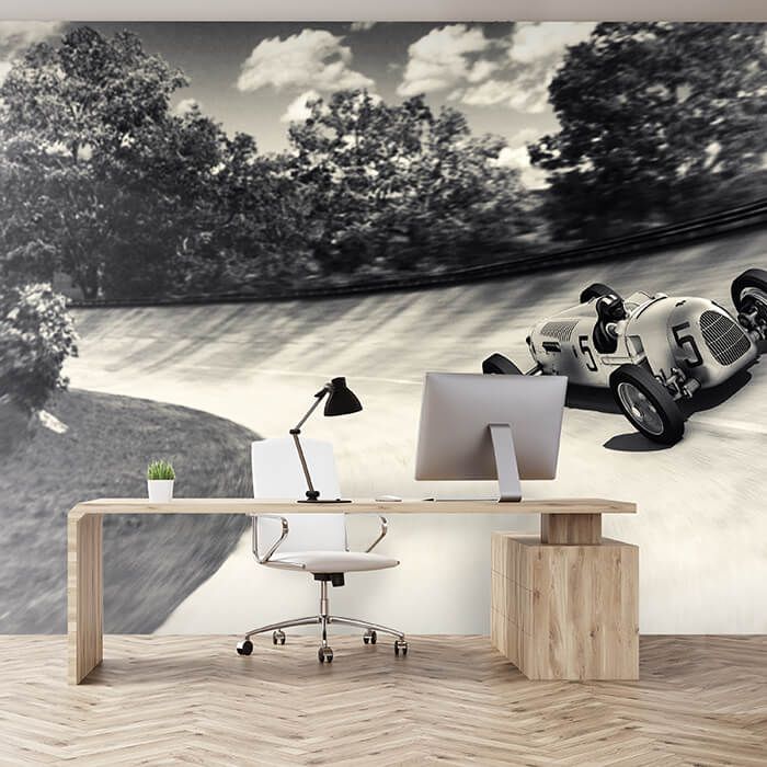 Fototapete Oldtimer Rennwagen auf Straße M5884 - Bild 1 Fototapete Oldtimer Rennwagen auf Straße M5884 - Bild 1