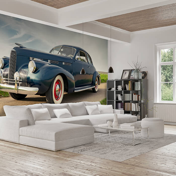 Fototapete Blauer Oldtimer auf Weg M5896 - Bild 1 Fototapete Blauer Oldtimer auf Weg M5896 - Bild 1