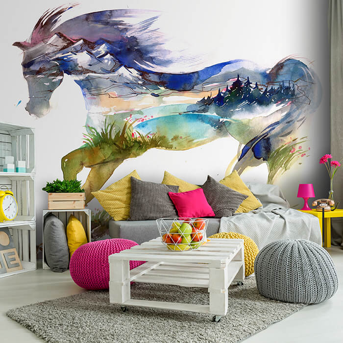 Fototapete Pferd Gemälde Landschaft M5913 - Bild 1 Fototapete Pferd Gemälde Landschaft M5913 - Bild 1