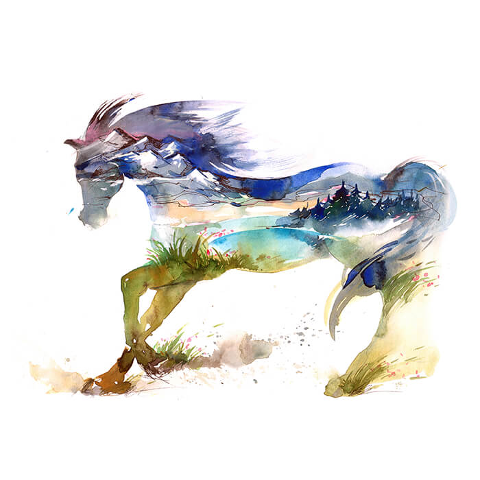 Fototapete Pferd Gemälde Landschaft M5913 - Bild 2 Fototapete Pferd Gemälde Landschaft M5913 - Bild 2