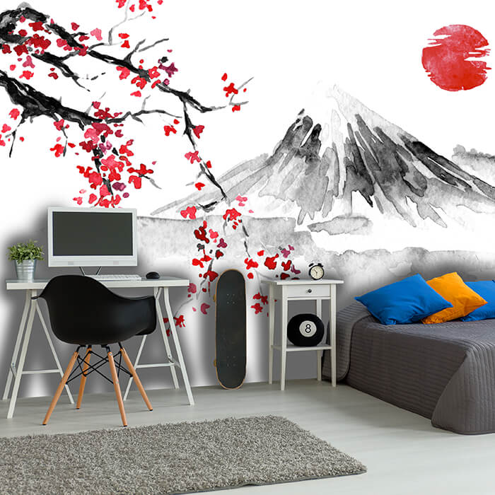 Fototapete Japanischer Stil Landschaftszeichnung M5928 - Bild 1 Fototapete Japanischer Stil Landschaftszeichnung M5928 - Bild 1