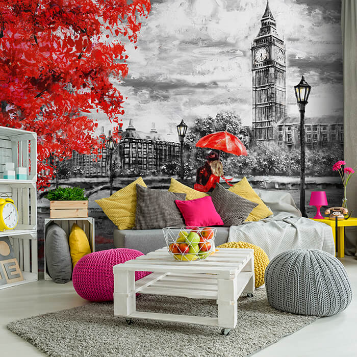 Fototapete Gemälde Pärchen in London M5982 - Bild 1 Fototapete Gemälde Pärchen in London M5982 - Bild 1