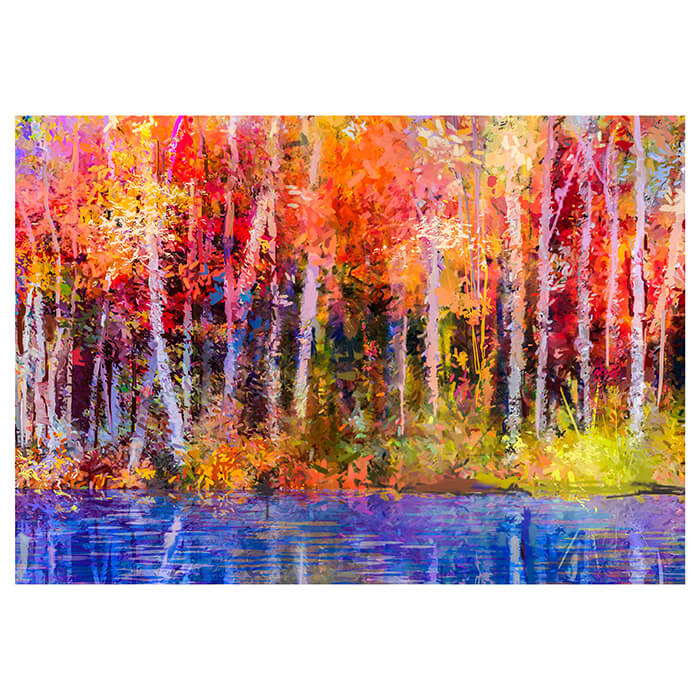 Fototapete Gemälde Birkenwald mit See M5983 - Bild 2 Fototapete Gemälde Birkenwald mit See M5983 - Bild 2