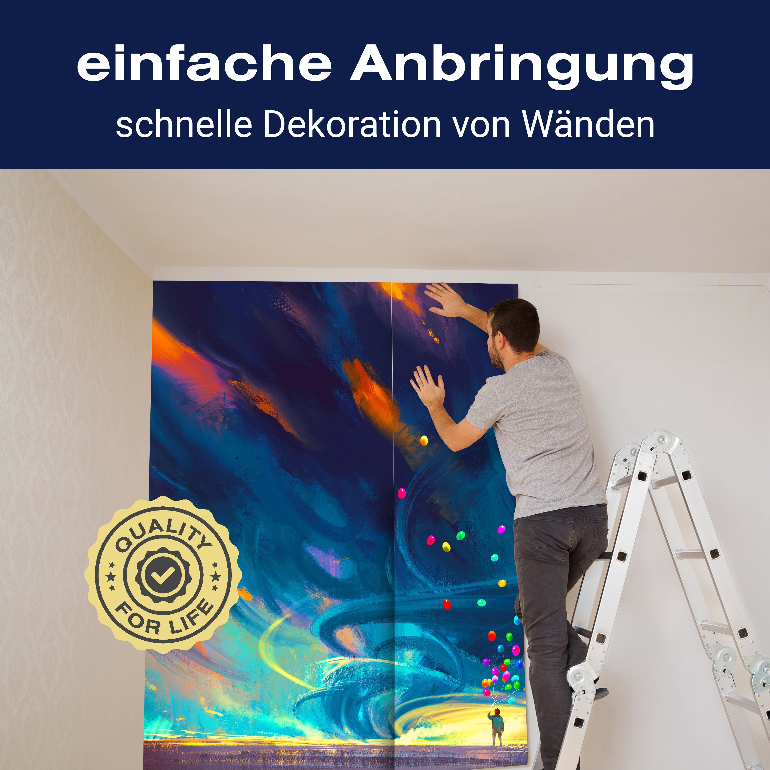 Fototapete Gemälde Mensch mit Luftballons M5991 - Bild 3 Fototapete Gemälde Mensch mit Luftballons M5991 - Bild 3