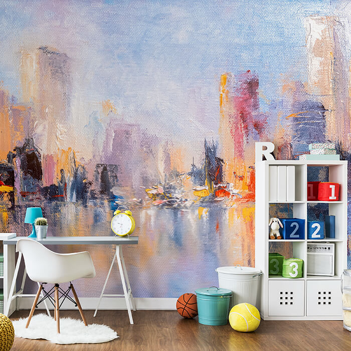 Fototapete Gemälde Stadt mit Wasser M5993 - Bild 1 Fototapete Gemälde Stadt mit Wasser M5993 - Bild 1