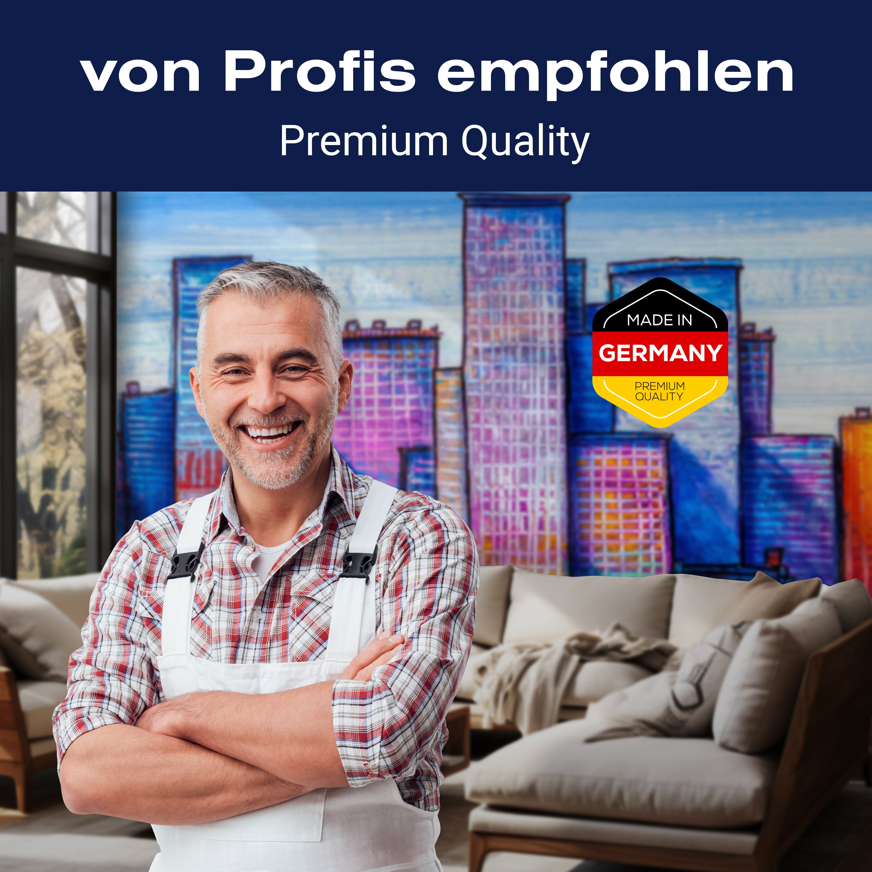 Fototapete Gemälde blaue Hochhäuser Stadt M5999 - Bild 5 Fototapete Gemälde blaue Hochhäuser Stadt M5999 - Bild 5