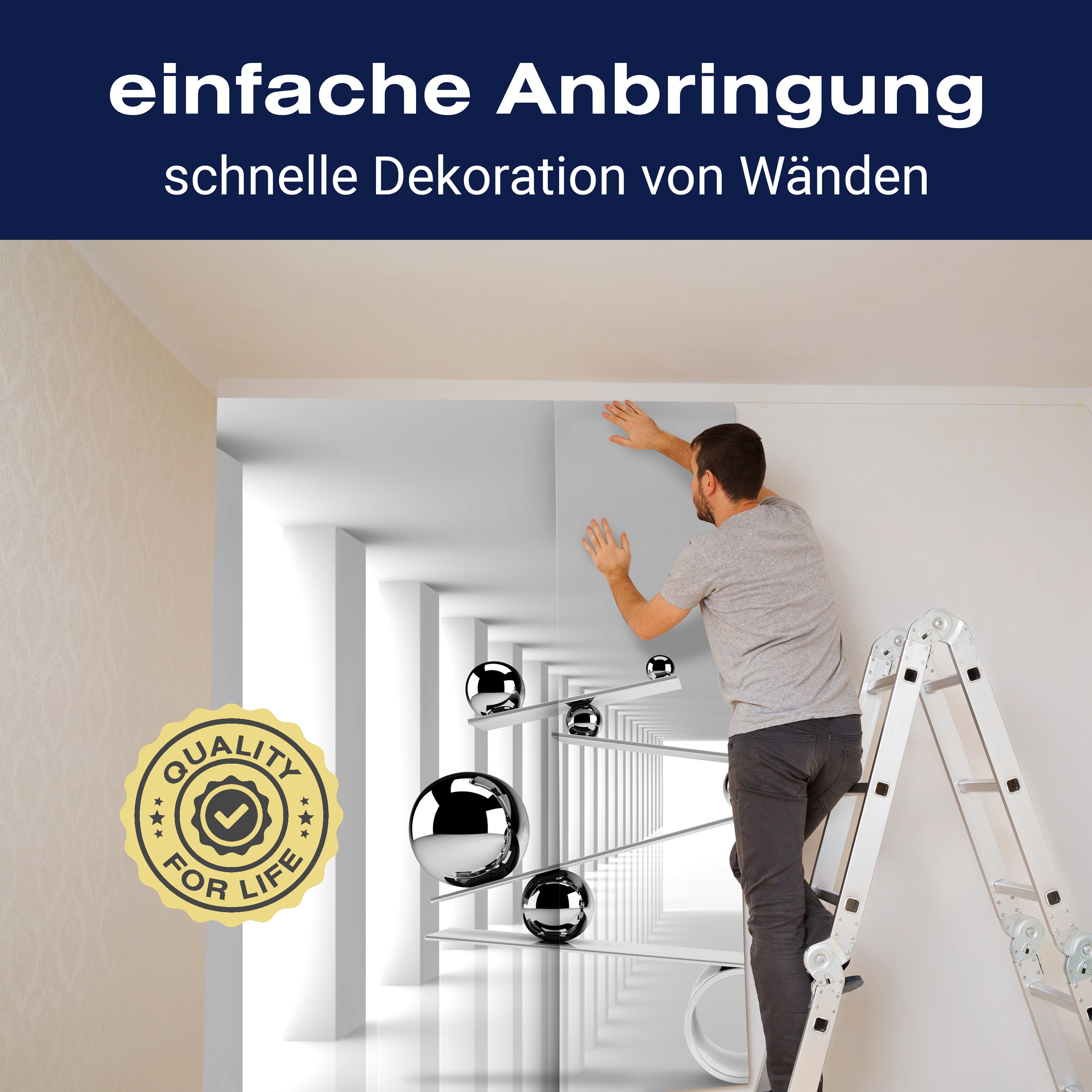 Fototapete 3D Kugeln Tunnel Flur M6087 - Bild 3 Fototapete 3D Kugeln Tunnel Flur M6087 - Bild 3