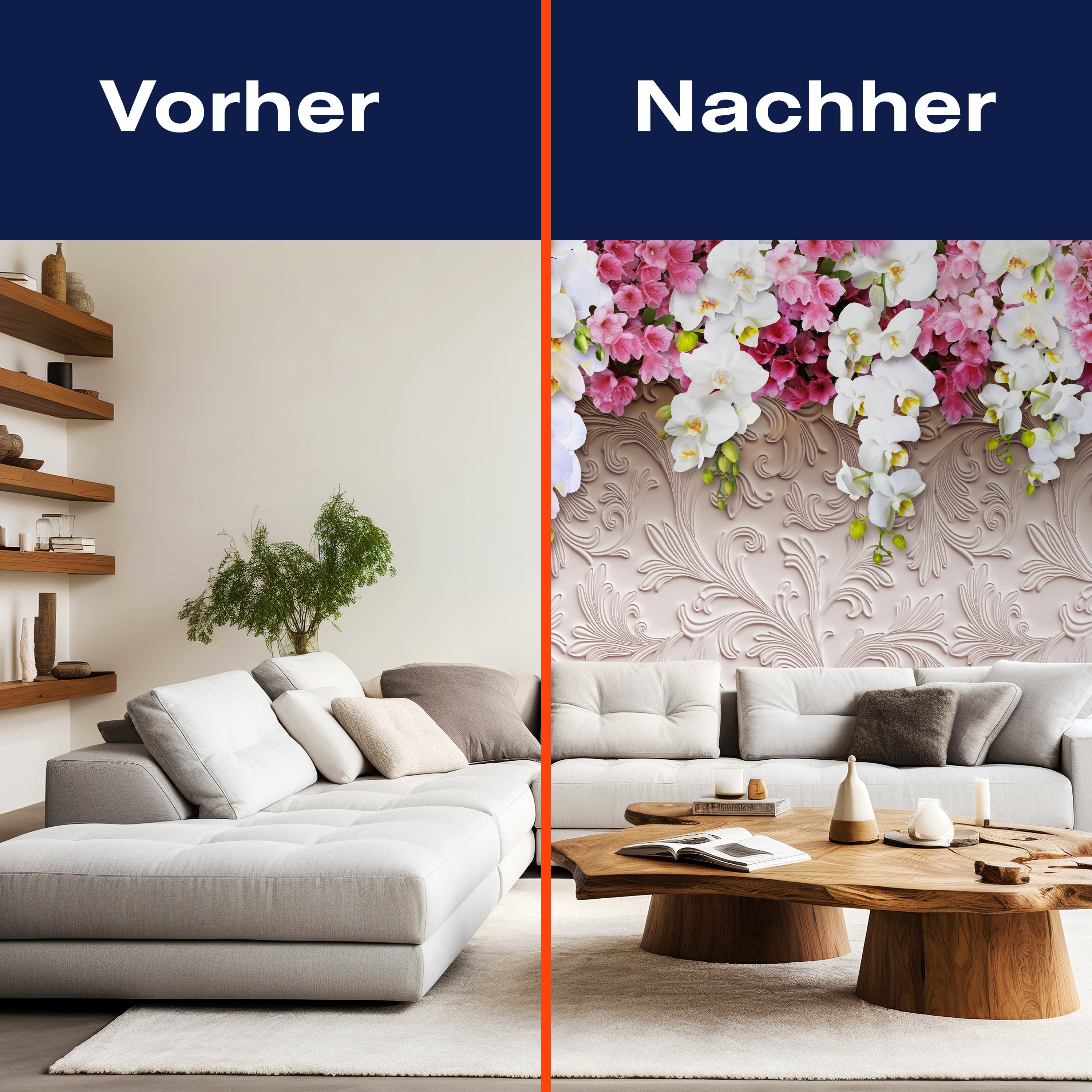 Fototapete 3D Blumen Orchideen Muster Stuck Relief M6093 - Bild 9 Fototapete 3D Blumen Orchideen Muster Stuck Relief M6093 - Bild 9