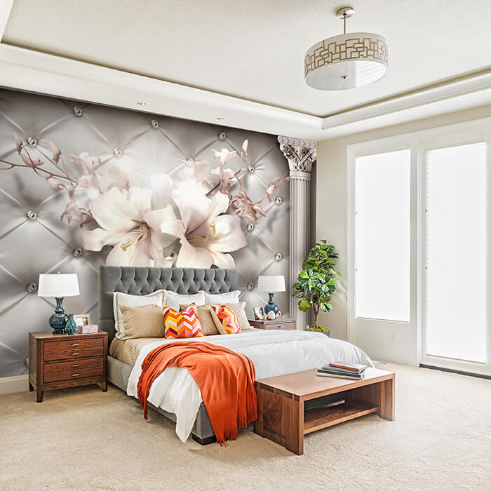 Fototapete 3D Effekt Säulen Blüten Diamanten M6100 - Bild 1 Fototapete 3D Effekt Säulen Blüten Diamanten M6100 - Bild 1