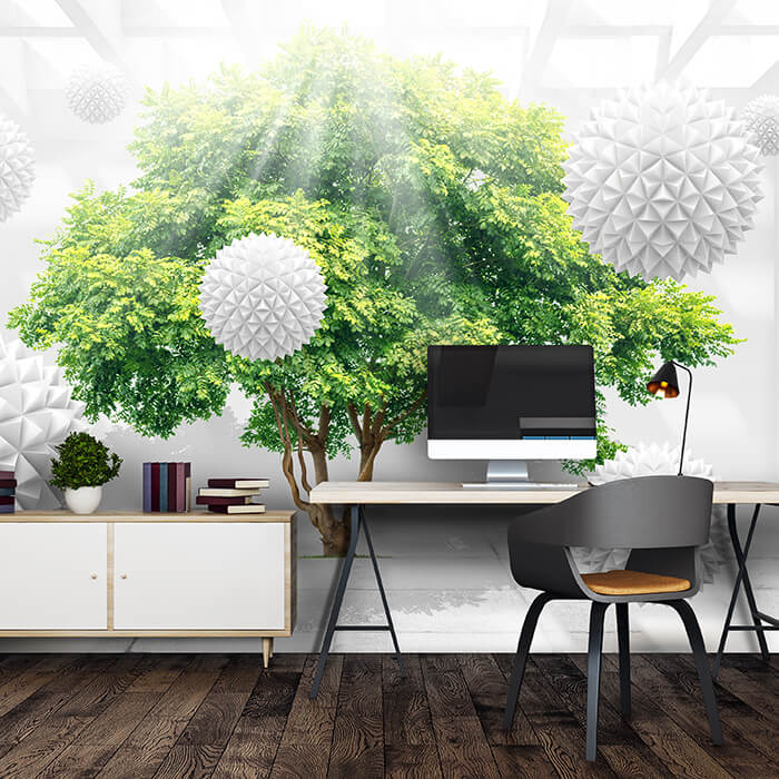 Fototapete 3D Effekt Kugeln Baum Raum M6102 - Bild 1 Fototapete 3D Effekt Kugeln Baum Raum M6102 - Bild 1