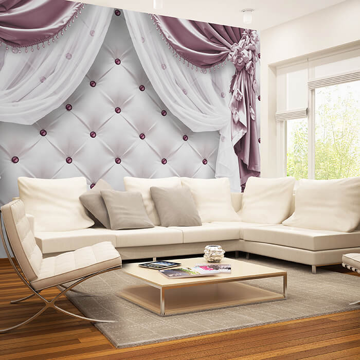 Fototapete Vorhänge mit Blumen und Perlen M6128 - Bild 1 Fototapete Vorhänge mit Blumen und Perlen M6128 - Bild 1