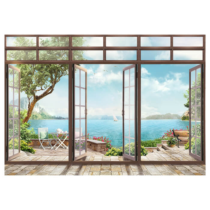 Fototapete Große Fenster Ausblick auf Wasser M6133 - Bild 2 Fototapete Große Fenster Ausblick auf Wasser M6133 - Bild 2