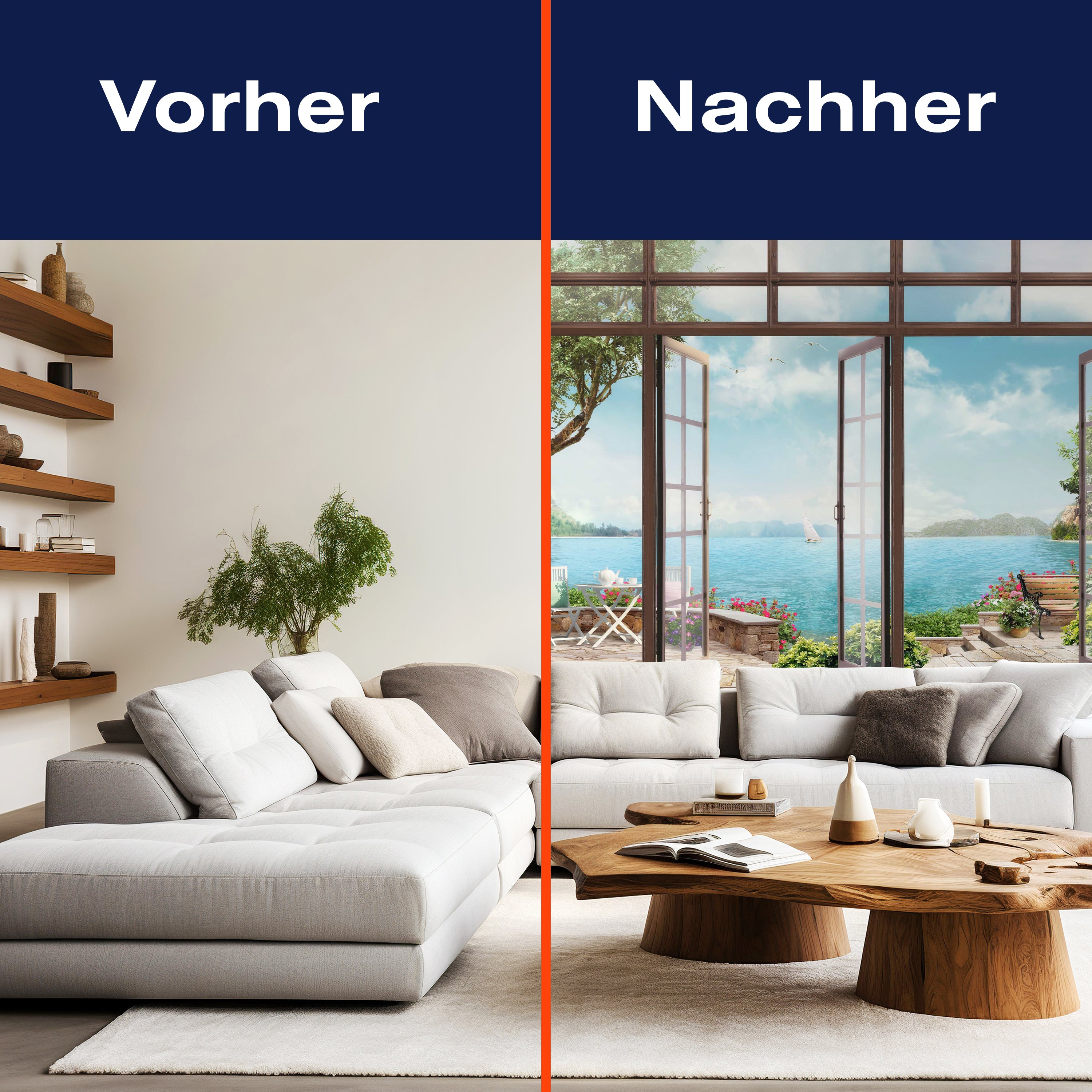 Fototapete Große Fenster Ausblick auf Wasser M6133 - Bild 9 Fototapete Große Fenster Ausblick auf Wasser M6133 - Bild 9