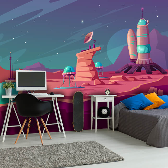 Fototapete Planet Weltall Rakete M6171 - Bild 1 Fototapete Planet Weltall Rakete M6171 - Bild 1