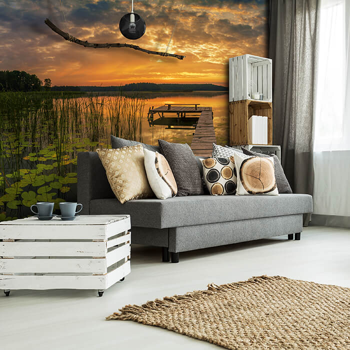 Fototapete See Steg Natur Seerosen M6194 - Bild 1 Fototapete See Steg Natur Seerosen M6194 - Bild 1