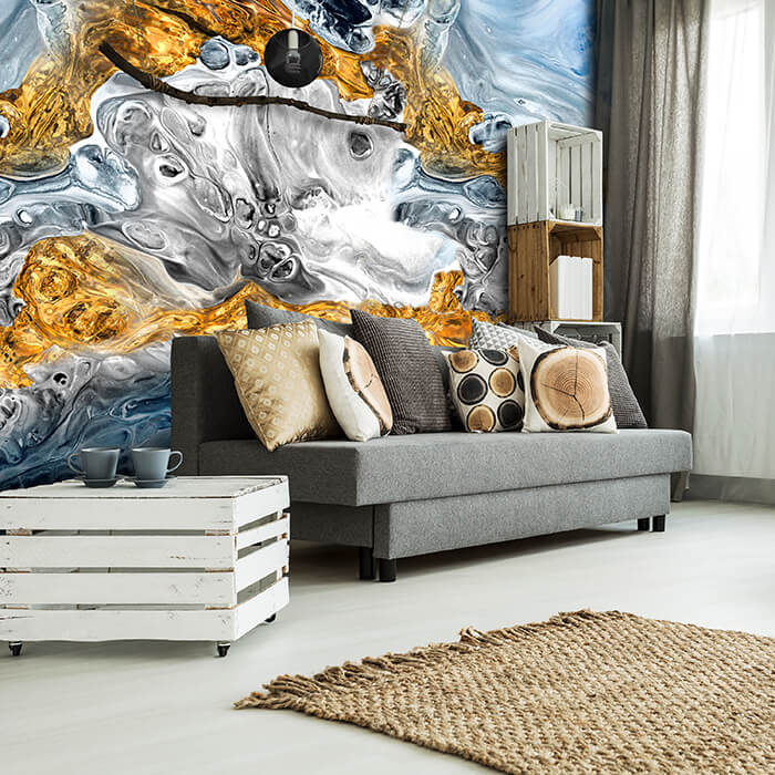 Fototapete Marmor blau gold grau M6214 - Bild 1 Fototapete Marmor blau gold grau M6214 - Bild 1