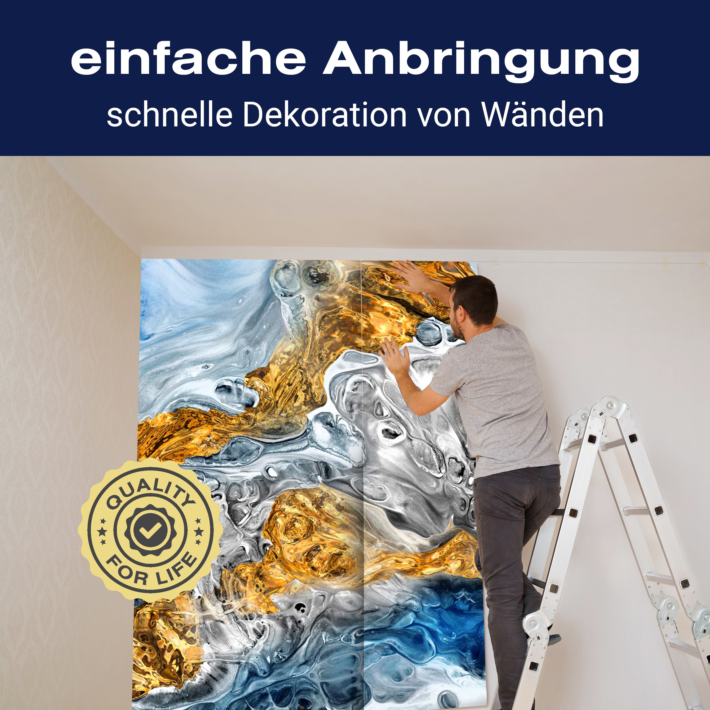 Fototapete Marmor blau gold grau M6214 - Bild 3 Fototapete Marmor blau gold grau M6214 - Bild 3