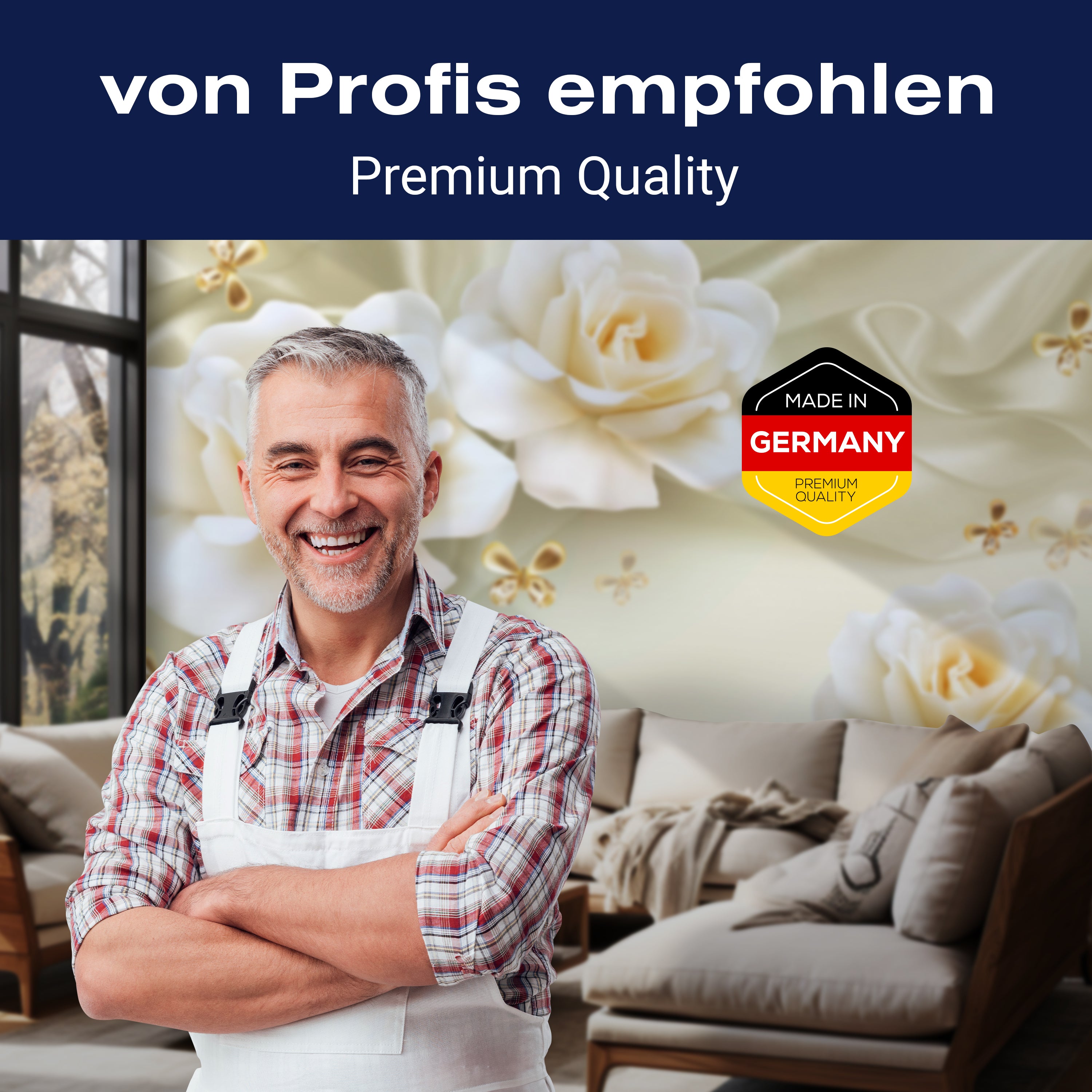 Fototapete weiße Rosen Schmetterlinge M6278 - Bild 5 Fototapete weiße Rosen Schmetterlinge M6278 - Bild 5