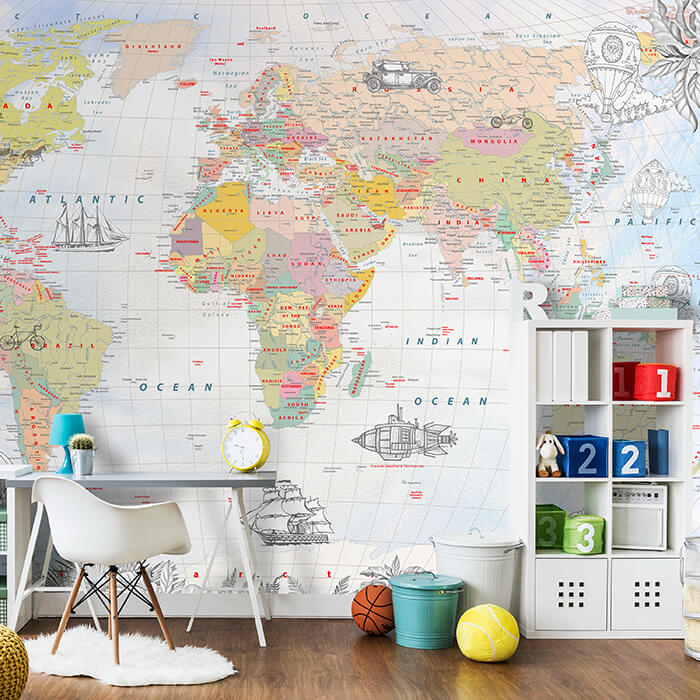 Fototapete Vintage Weltkarte Illustration M6312 - Bild 1 Fototapete Vintage Weltkarte Illustration M6312 - Bild 1