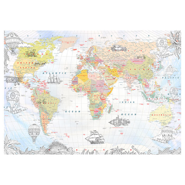 Fototapete Vintage Weltkarte Illustration M6312 - Bild 2 Fototapete Vintage Weltkarte Illustration M6312 - Bild 2