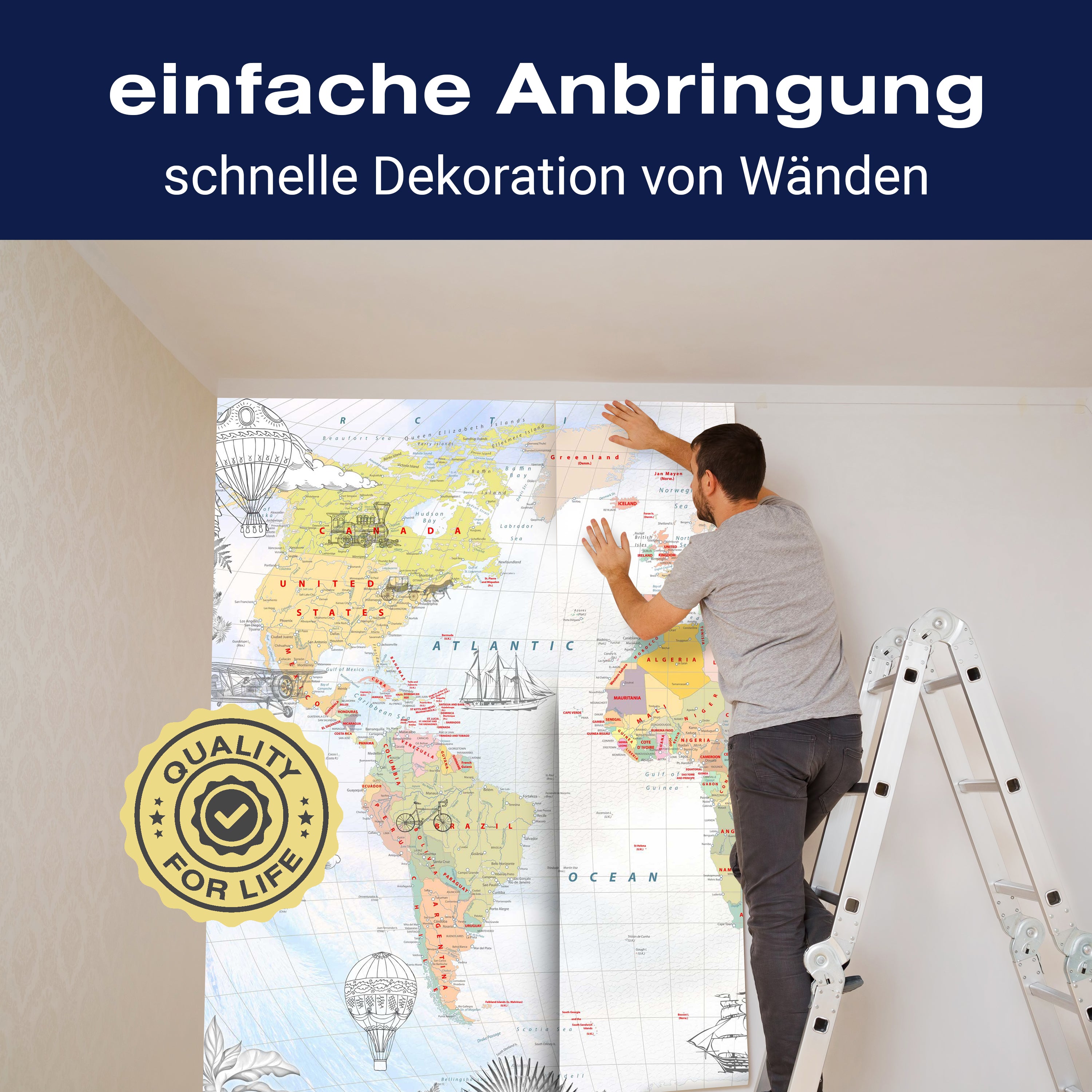 Fototapete Vintage Weltkarte Illustration M6312 - Bild 3 Fototapete Vintage Weltkarte Illustration M6312 - Bild 3