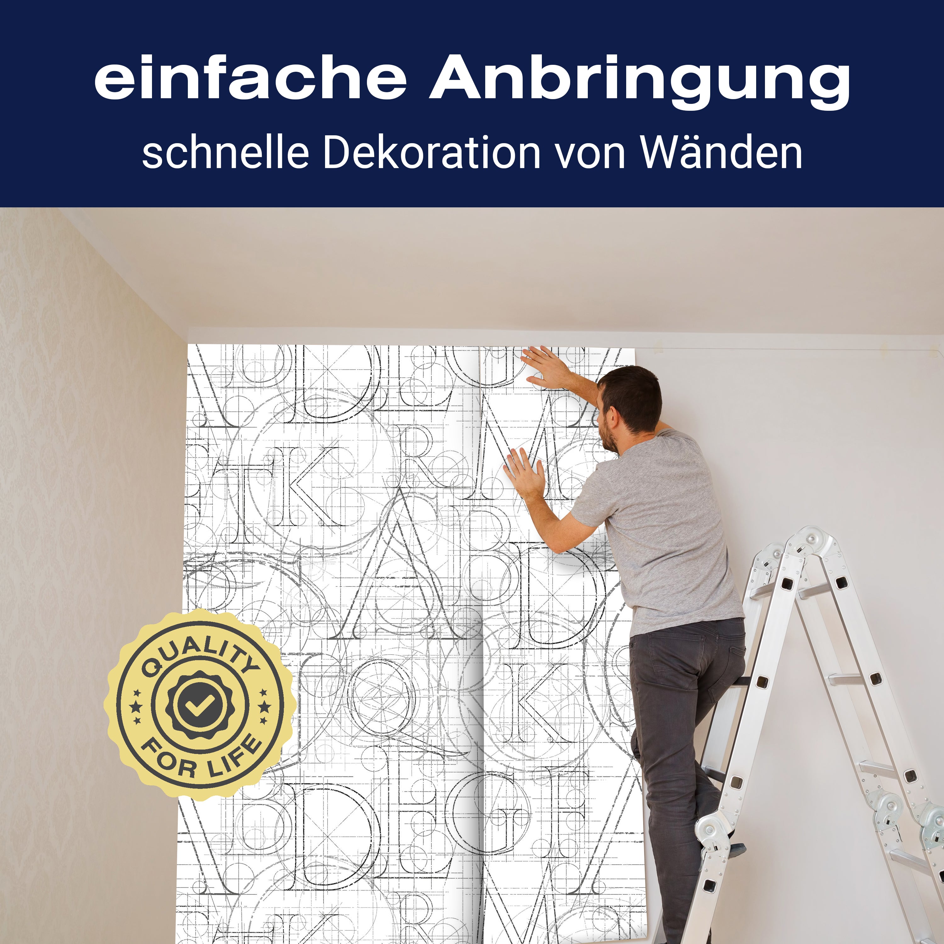 Fototapete Alphabet schwarz weiß M6363 - Bild 3 Fototapete Alphabet schwarz weiß M6363 - Bild 3