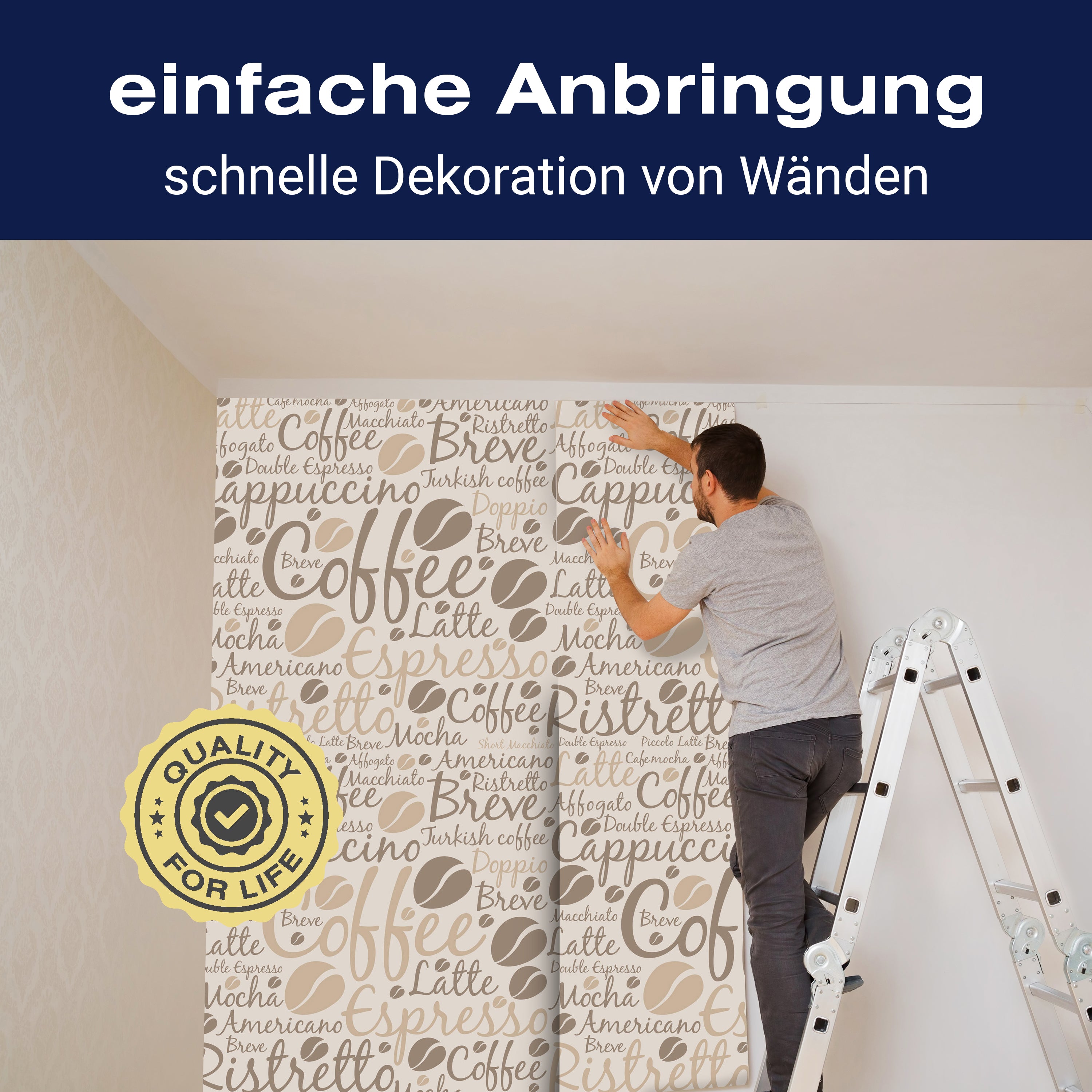 Fototapete Espresso Muster hellbraun M6393 - Bild 3 Fototapete Espresso Muster hellbraun M6393 - Bild 3