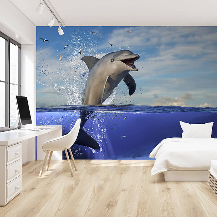 Fototapete springender Delfin Wasser M6474 - Bild 1 Fototapete springender Delfin Wasser M6474 - Bild 1