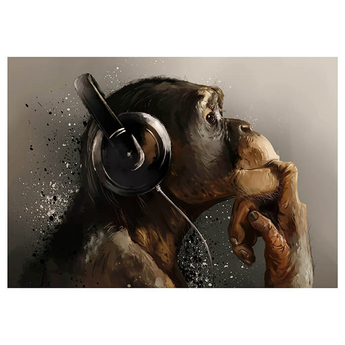 Fototapete Affe Schimpanse Kopfhörer M6540 - Bild 2 Fototapete Affe Schimpanse Kopfhörer M6540 - Bild 2