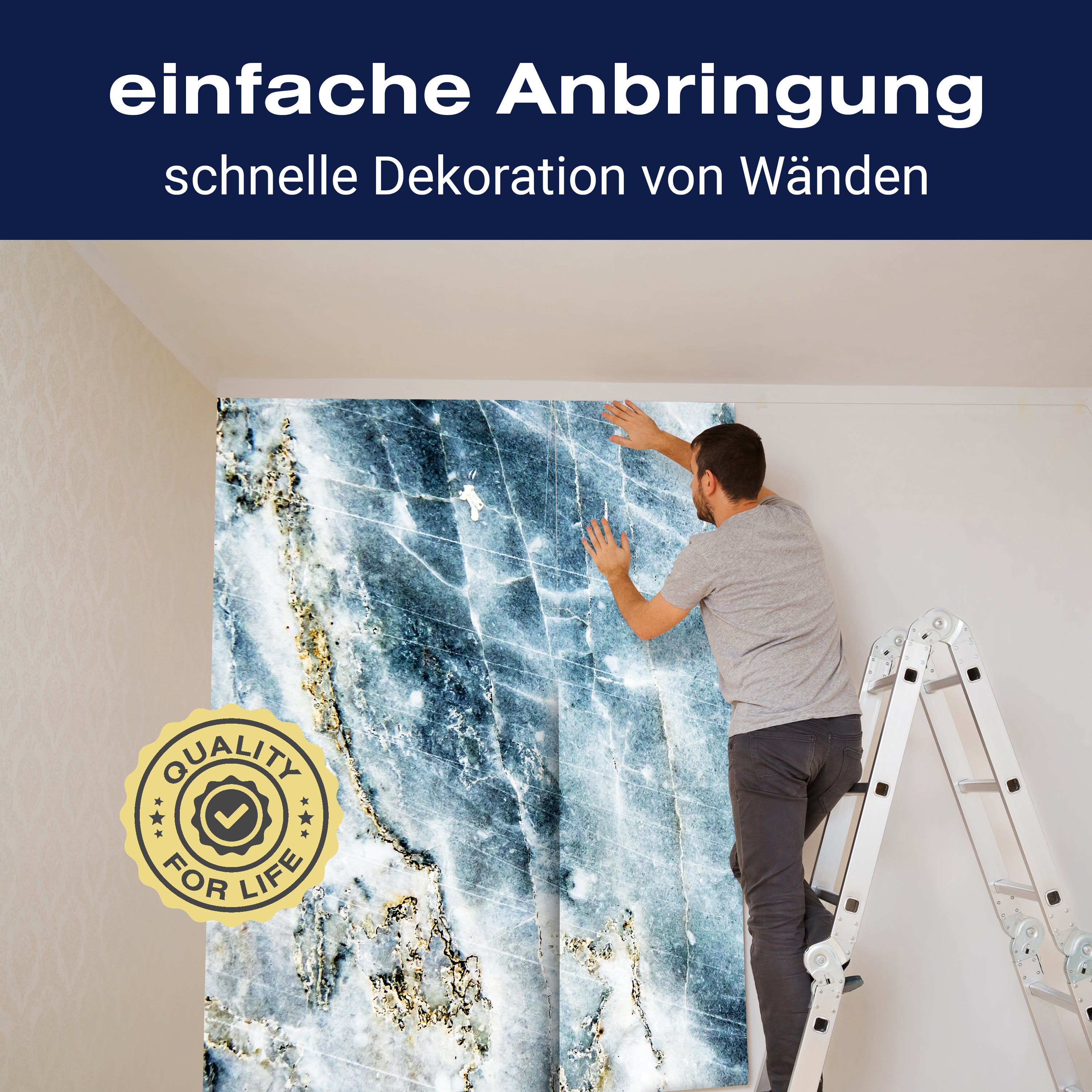 Fototapete Marmor blau gold weiß M6559 - Bild 3 Fototapete Marmor blau gold weiß M6559 - Bild 3