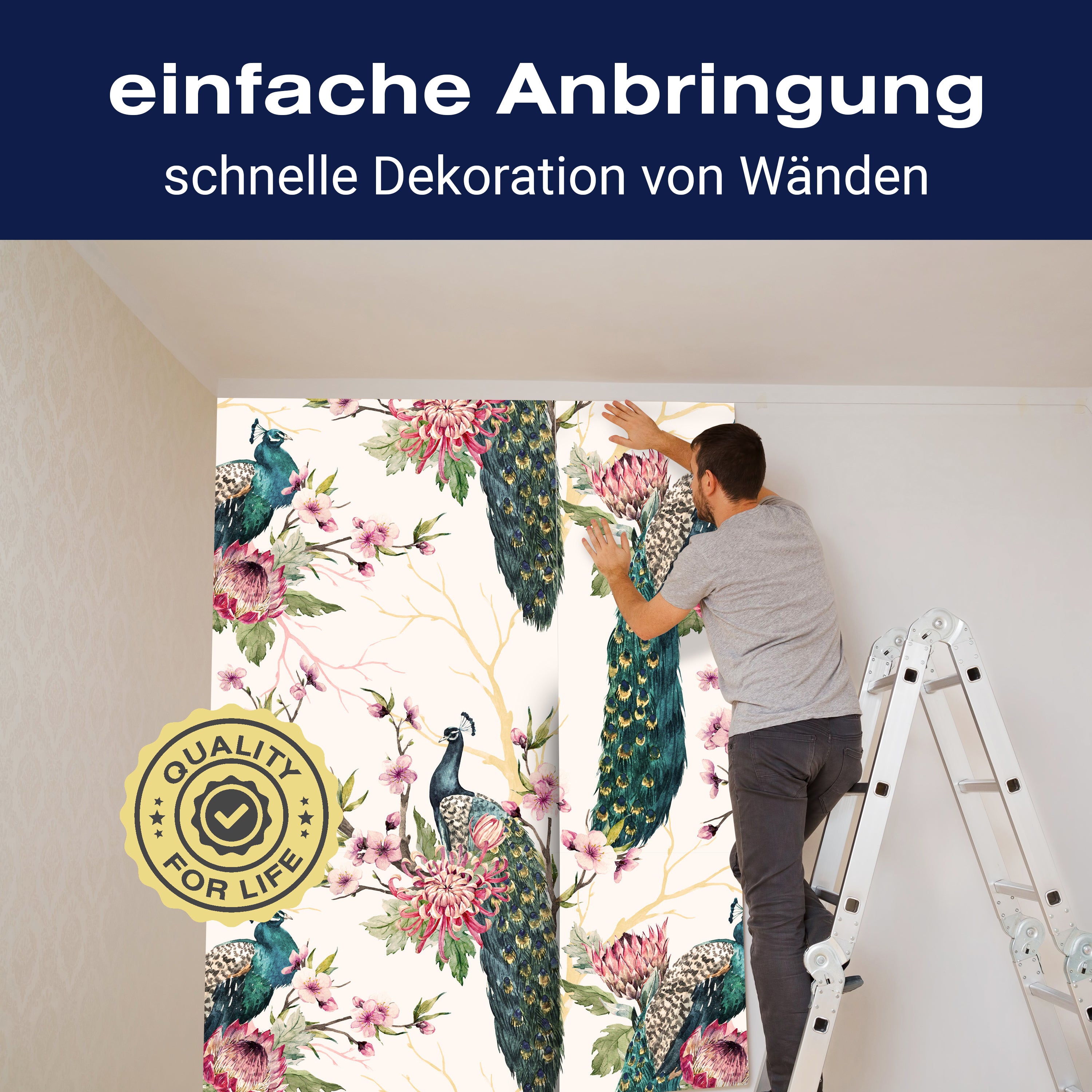 Fototapete Pfaue Kunst Muster M6578 - Bild 3 Fototapete Pfaue Kunst Muster M6578 - Bild 3