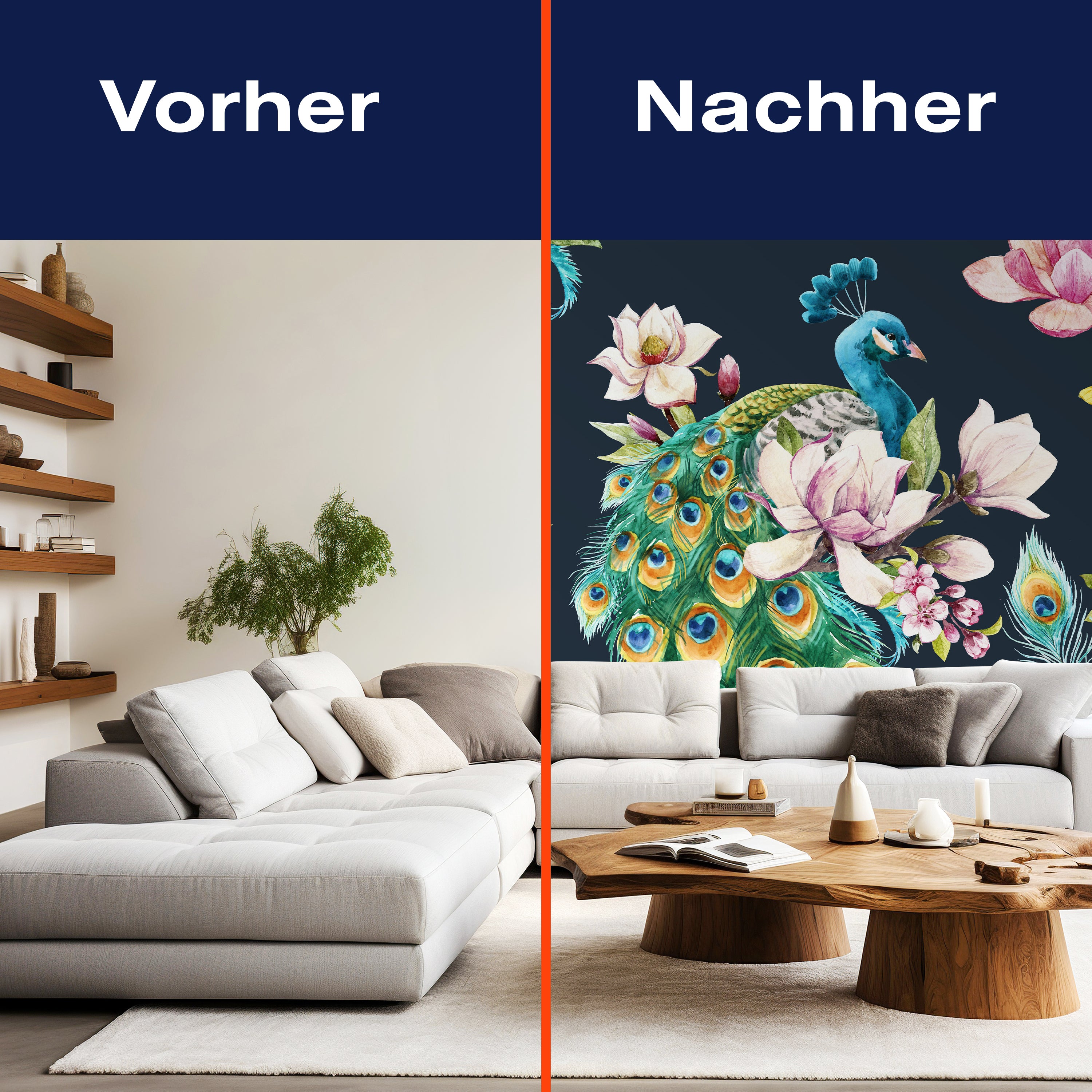 Fototapete Pfau Kunst Aquarell Blumen M6582 - Bild 9 Fototapete Pfau Kunst Aquarell Blumen M6582 - Bild 9