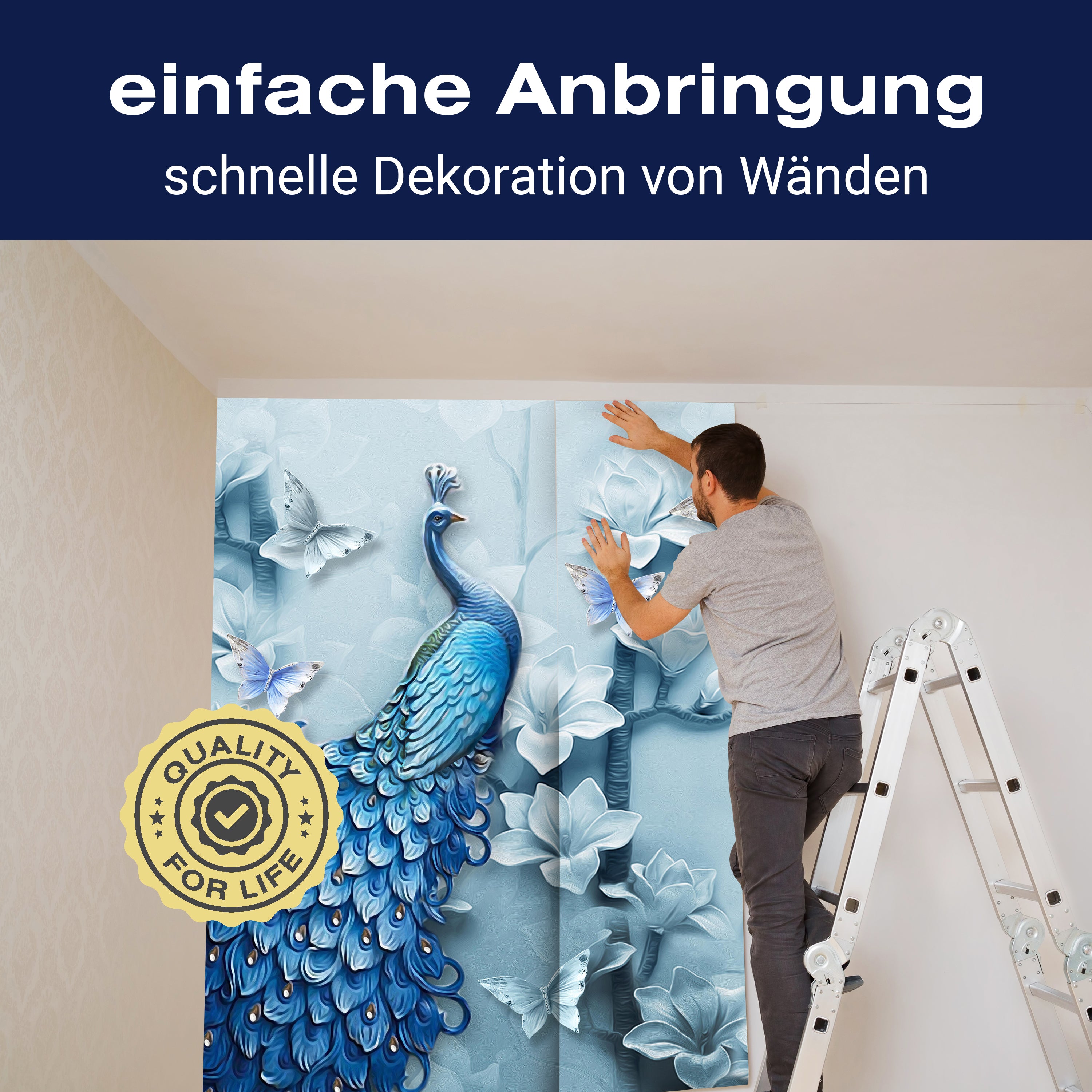 Fototapete blaue Pfaue Kunst M6583 - Bild 3 Fototapete blaue Pfaue Kunst M6583 - Bild 3