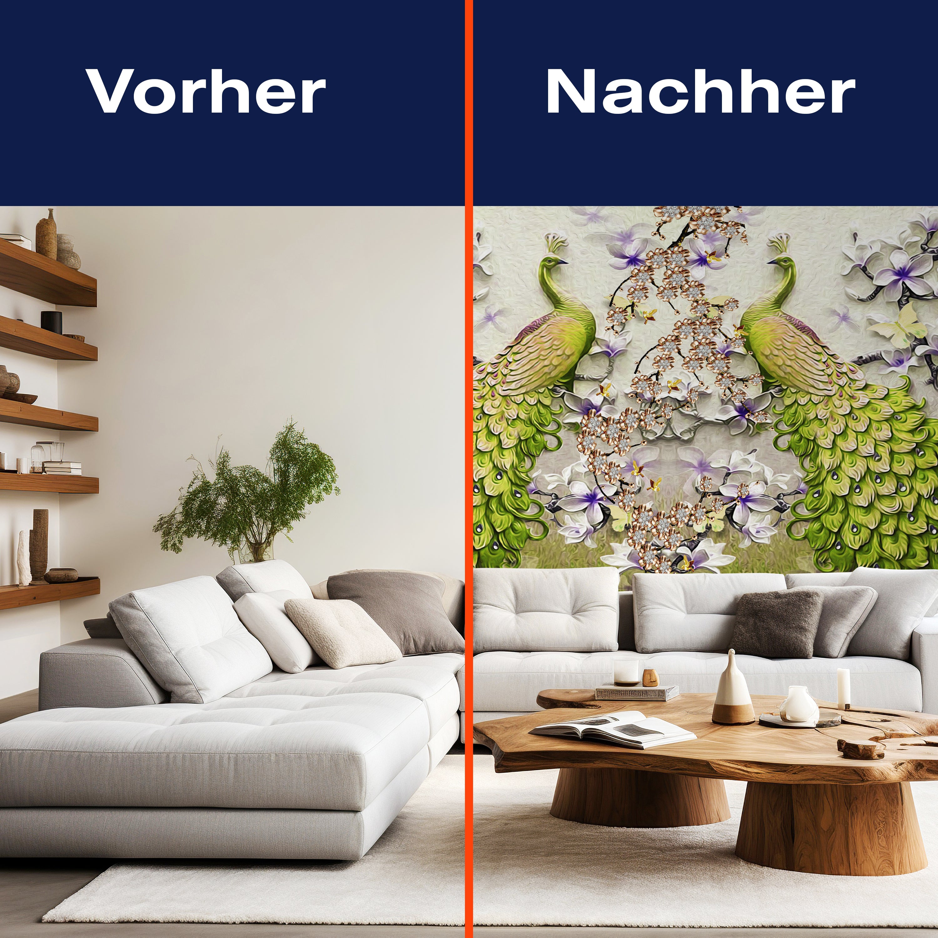 Fototapete grüne Pfaue Kunst Blumen M6585 - Bild 9 Fototapete grüne Pfaue Kunst Blumen M6585 - Bild 9