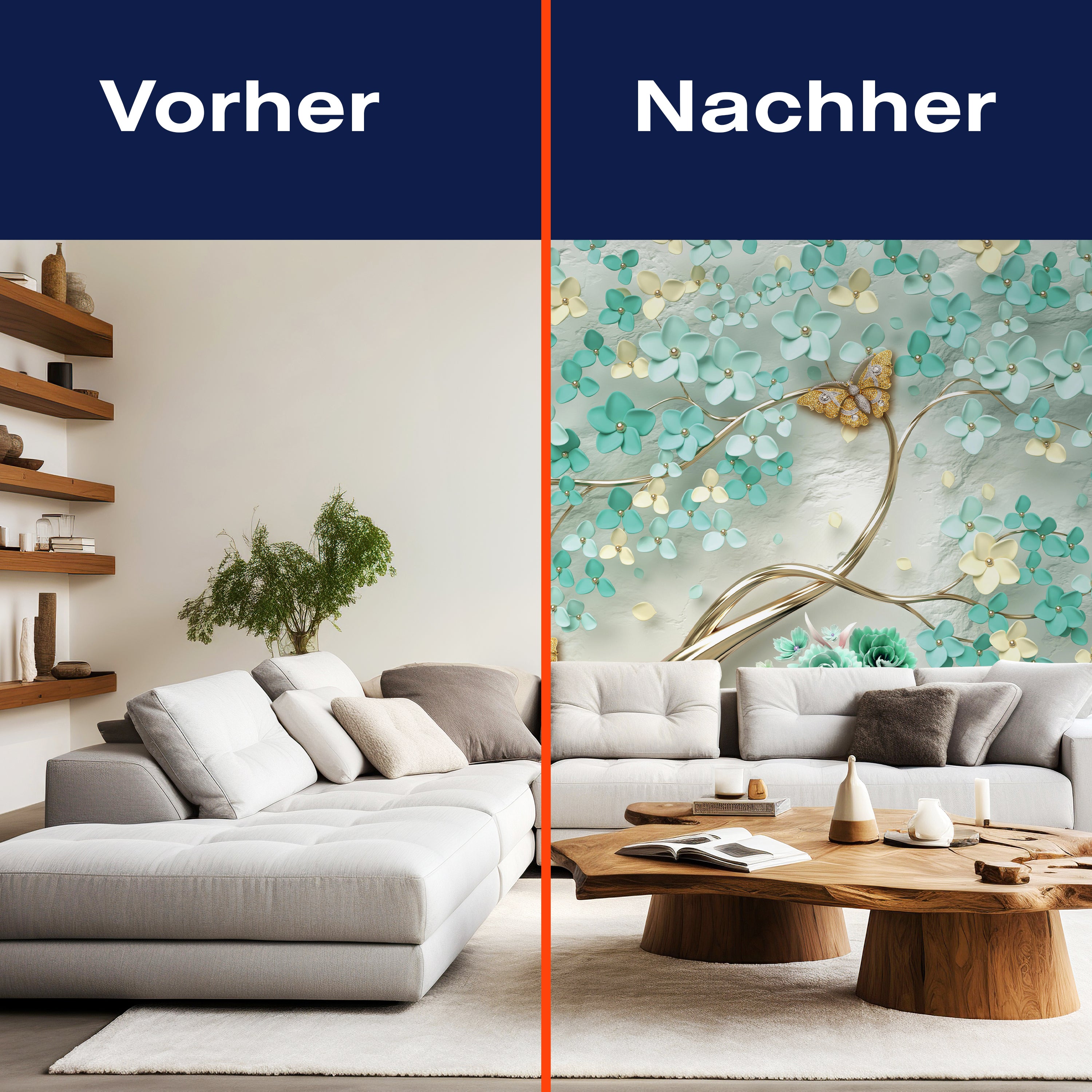 Fototapete Blütenbaum Schmetterlinge türkis M6610 - Bild 9 Fototapete Blütenbaum Schmetterlinge türkis M6610 - Bild 9