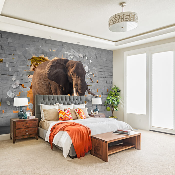 Fototapete 3D Optik Elefant Wanddurchbruch M6617 - Bild 1 Fototapete 3D Optik Elefant Wanddurchbruch M6617 - Bild 1