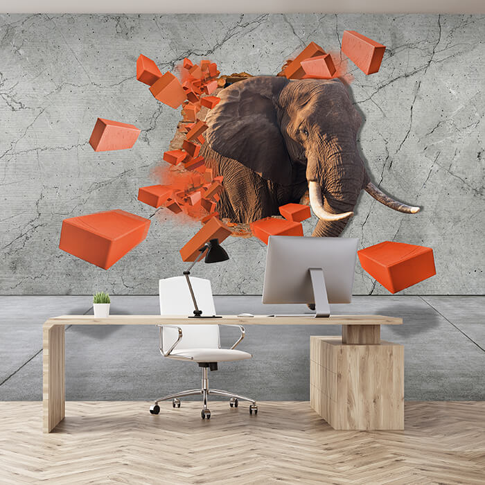 Fototapete 3D Optik Elefant Ziegelsteine M6618 - Bild 1 Fototapete 3D Optik Elefant Ziegelsteine M6618 - Bild 1