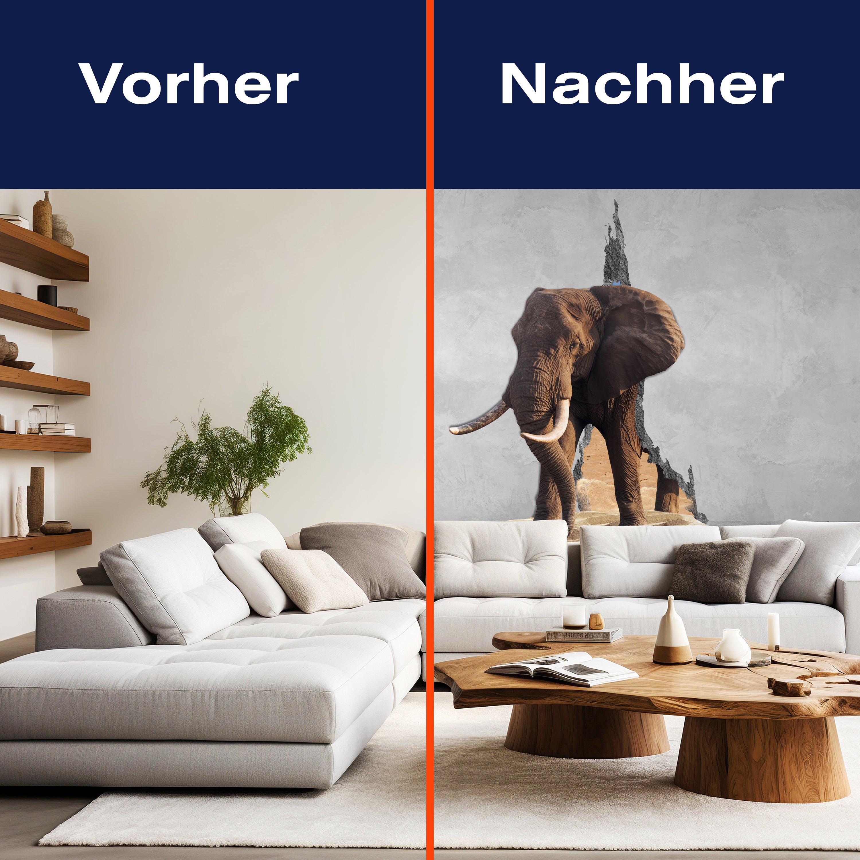 Fototapete 3D Optik Wanddurchbruch Elefant M6623 - Bild 9 Fototapete 3D Optik Wanddurchbruch Elefant M6623 - Bild 9