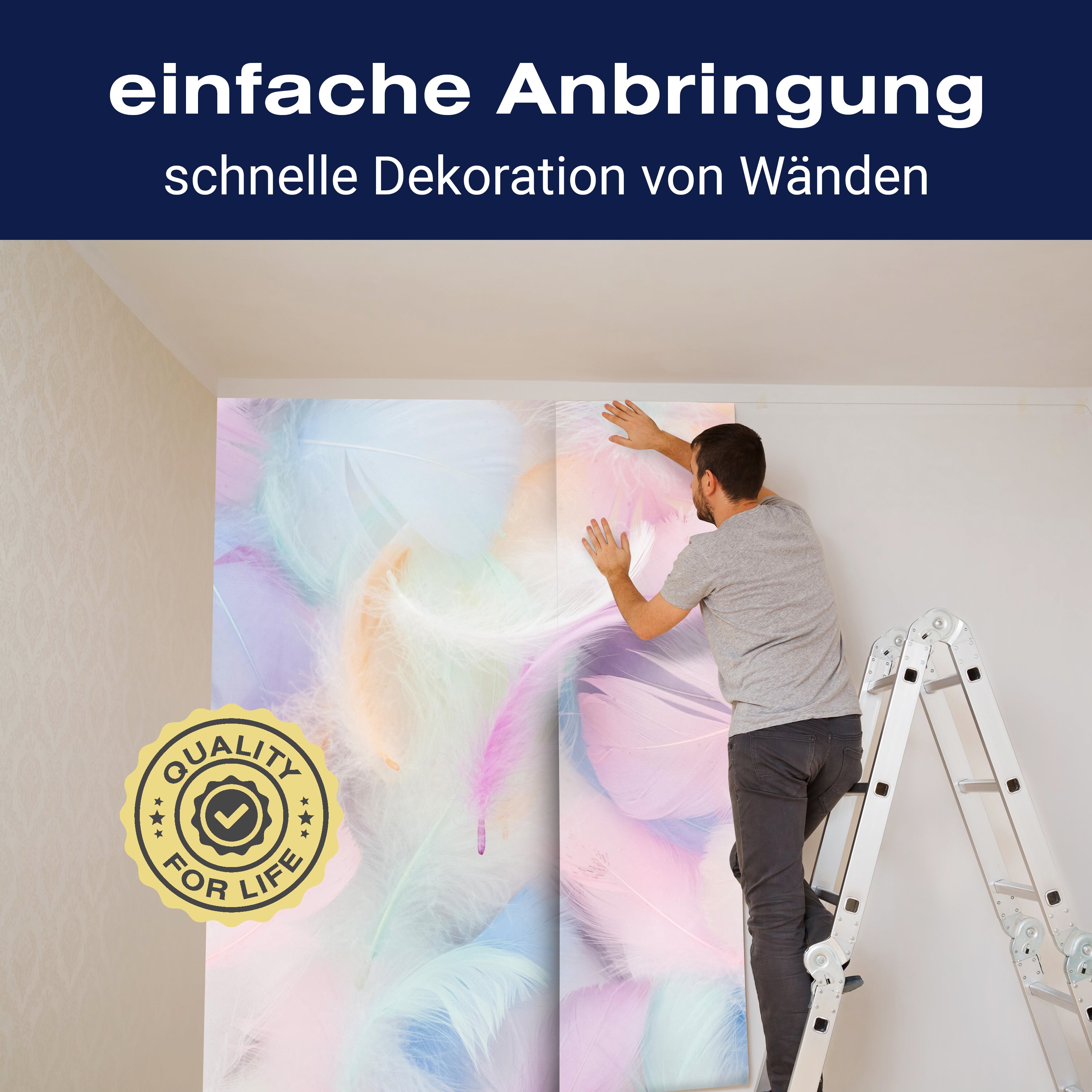 Fototapete Federn pastell rosa blau M6632 - Bild 3 Fototapete Federn pastell rosa blau M6632 - Bild 3