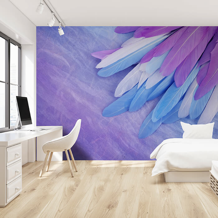 Fototapete Federn blau rosa M6635 - Bild 1 Fototapete Federn blau rosa M6635 - Bild 1