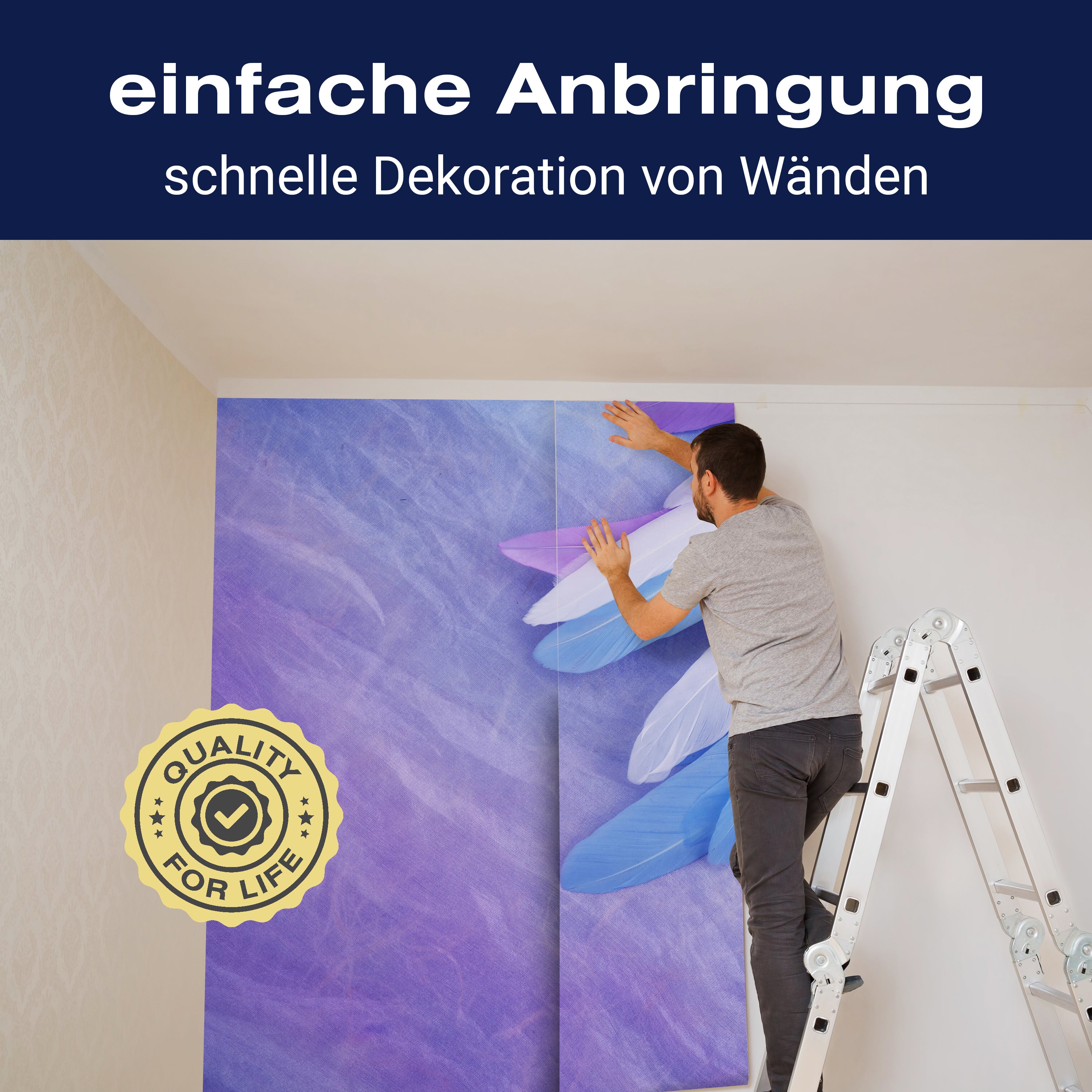 Fototapete Federn blau rosa M6635 - Bild 3 Fototapete Federn blau rosa M6635 - Bild 3