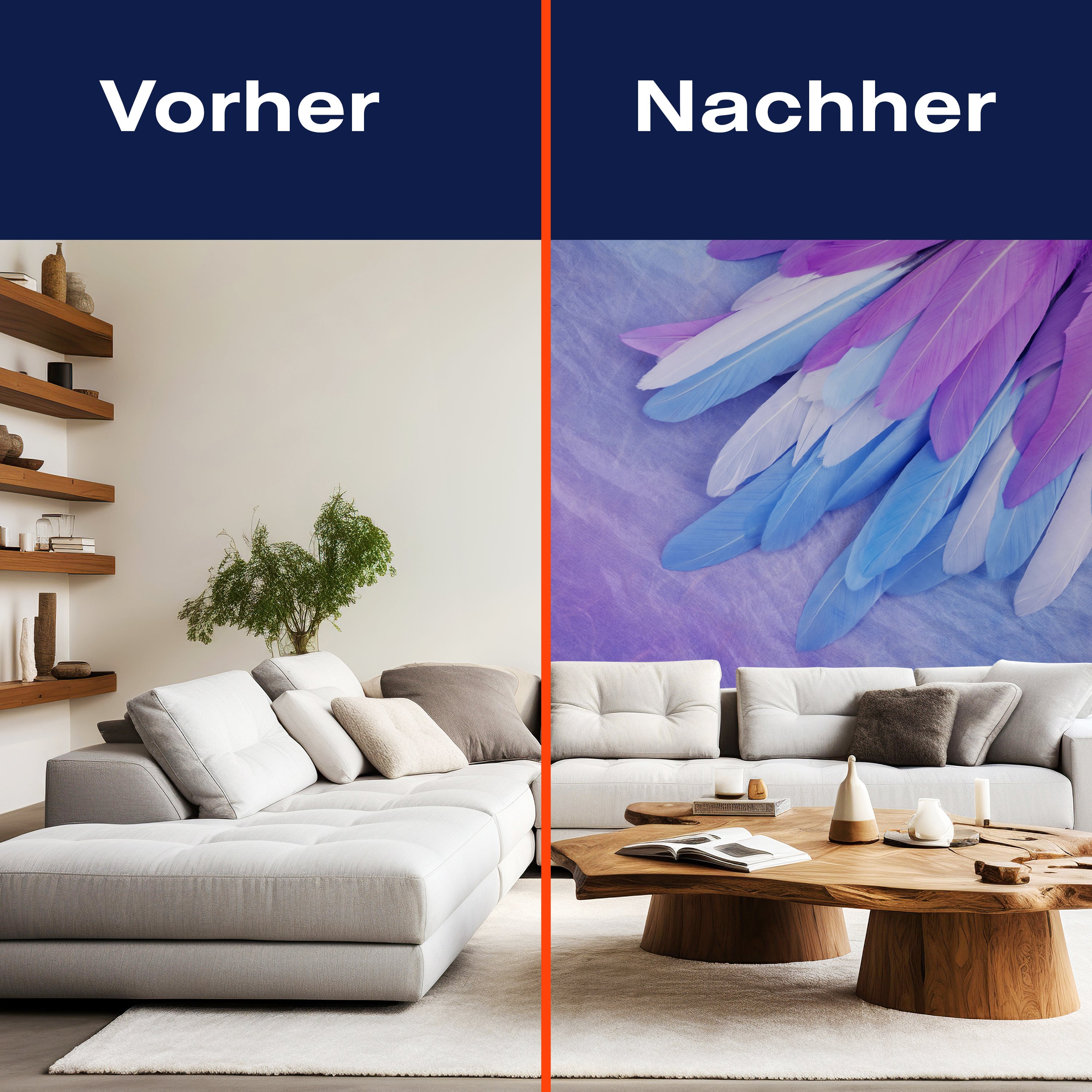 Fototapete Federn blau rosa M6635 - Bild 9 Fototapete Federn blau rosa M6635 - Bild 9