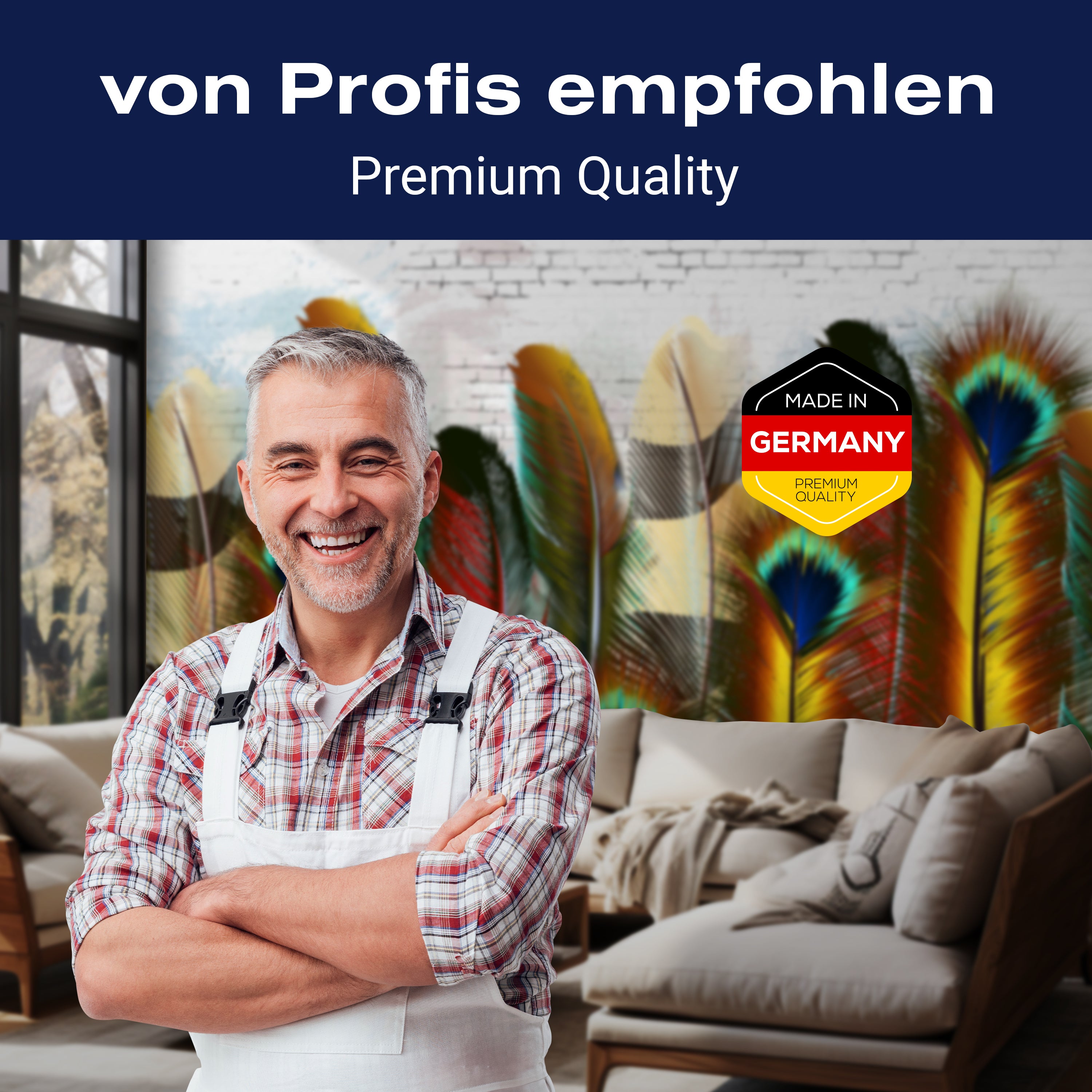 Fototapete bunte Federn Steinwand M6640 - Bild 5 Fototapete bunte Federn Steinwand M6640 - Bild 5